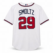Atlanta Braves John Smoltz Autographed White Nike Jersey Size XL Beckett BAS QR Stock #266281