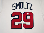 Atlanta Braves John Smoltz Autographed White Nike Jersey Size XL Beckett BAS QR Stock #266281