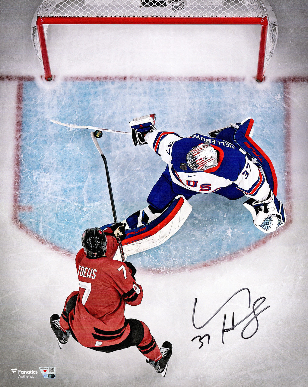 Connor Hellebuyck Autographed 16x20 Photo Team USA Fanatics Holo Stock #267303
