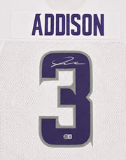 Minnesota Vikings Jordan Addison Autographed White Jersey Beckett BAS QR Stock #265947