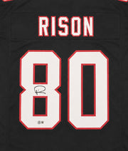 Atlanta Falcons Andre Rison Autographed Black Jersey Beckett BAS Witness Stock #265942