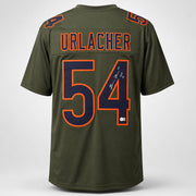 Chicago Bears Brian Urlacher Autographed Camo Green Jersey "HOF 18" Beckett BAS Witness Stock #265935