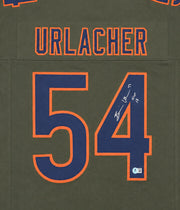 Chicago Bears Brian Urlacher Autographed Camo Green Jersey "HOF 18" Beckett BAS Witness Stock #265935