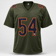 Chicago Bears Brian Urlacher Autographed Camo Green Jersey "HOF 18" Beckett BAS Witness Stock #265935