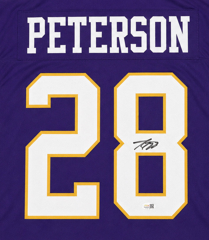 Minnesota Vikings Adrian Peterson Autographed Purple Jersey JSA Witness Stock #265941