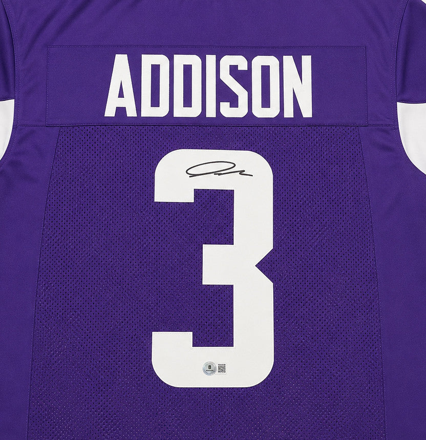 Minnesota Vikings Jordan Addison Autographed Purple Jersey Beckett BAS QR Stock #265945