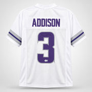 Minnesota Vikings Jordan Addison Autographed White Jersey Beckett BAS QR Stock #265948