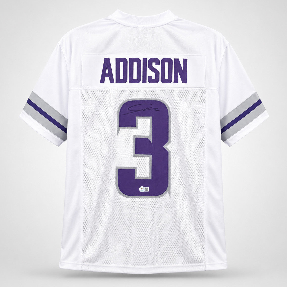 Minnesota Vikings Jordan Addison Autographed White Jersey Beckett BAS QR Stock #265948