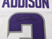 Minnesota Vikings Jordan Addison Autographed White Jersey Beckett BAS QR Stock #265948
