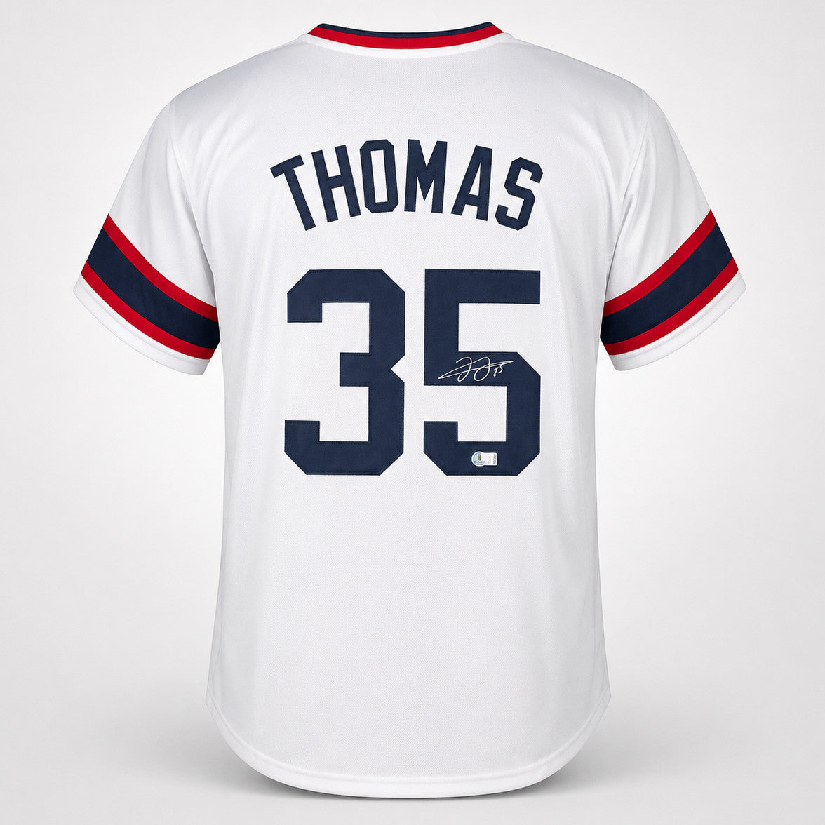 Chicago White Sox Frank Thomas Autographed White Jersey Beckett BAS QR Stock #265934