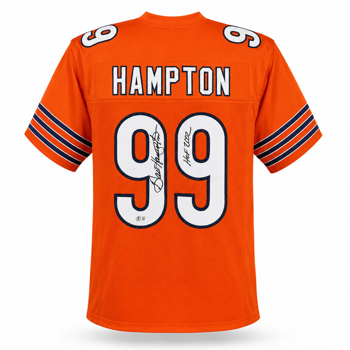 Chicago Bears Dan Hampton Autographed Orange Jersey "HOF 2002" Beckett BAS Witness Stock #265940