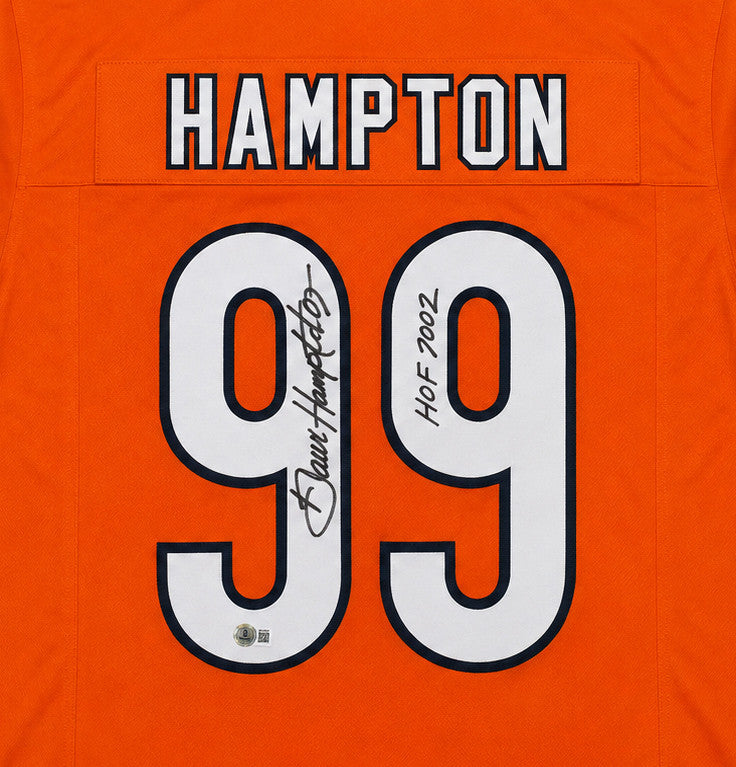 Chicago Bears Dan Hampton Autographed Orange Jersey "HOF 2002" Beckett BAS Witness Stock #265940