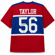 New York Giants Lawrence Taylor Autographed Blue, Red & White Jersey Beckett BAS Witness Stock #265938