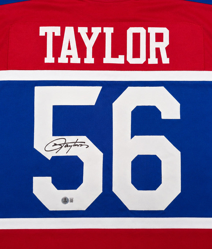 New York Giants Lawrence Taylor Autographed Blue, Red & White Jersey Beckett BAS Witness Stock #265938