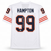 Chicago Bears Dan Hampton Autographed White Jersey "HOF 2002" Beckett BAS Witness Stock #265939