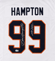 Chicago Bears Dan Hampton Autographed White Jersey "HOF 2002" Beckett BAS Witness Stock #265939
