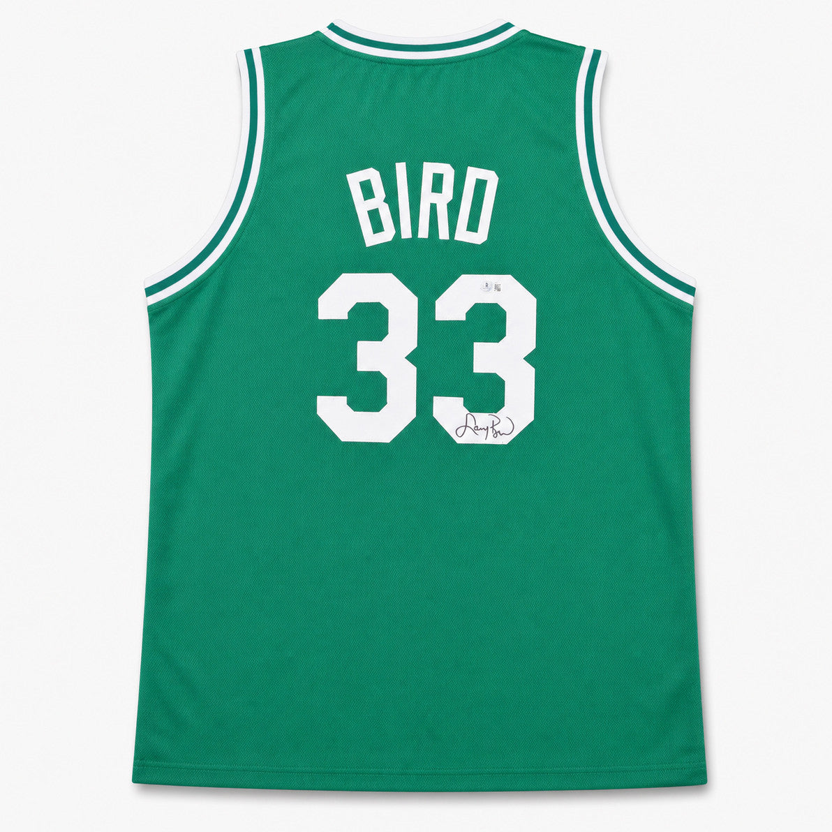 Boston Celtics Larry Bird Autographed Green Jersey Beckett BAS QR Stock #265944