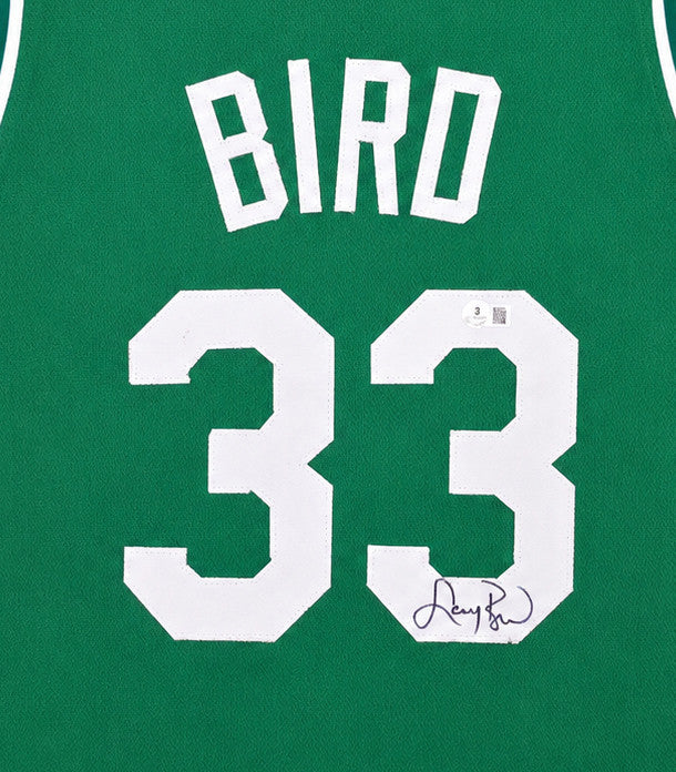 Boston Celtics Larry Bird Autographed Green Jersey Beckett BAS QR Stock #265944