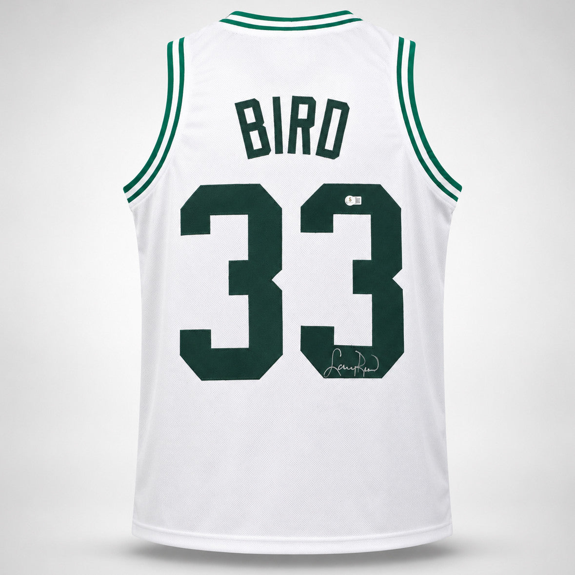 Boston Celtics Larry Bird Autographed White Jersey Beckett BAS QR Stock #265943