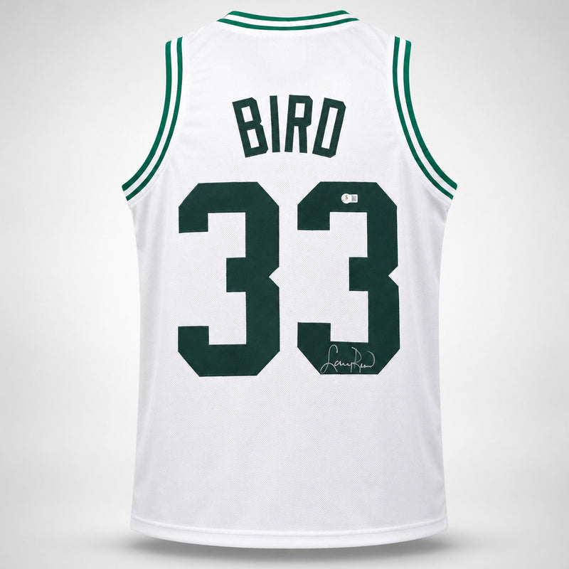 Boston Celtics Larry Bird Autographed White Jersey Beckett BAS QR Stock #265943