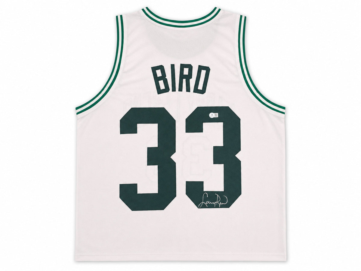 Boston Celtics Larry Bird Autographed White Jersey Beckett BAS QR Stock #265943