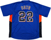 New York Mets Juan Soto Autographed Blue Jersey Beckett BAS QR Stock #252352