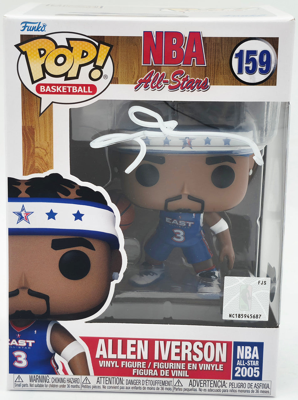 Allen Iverson Autographed Funko Pop Vinyl Figurine #159 Philadelphia 76ers Beckett BAS Witness Stock #252393