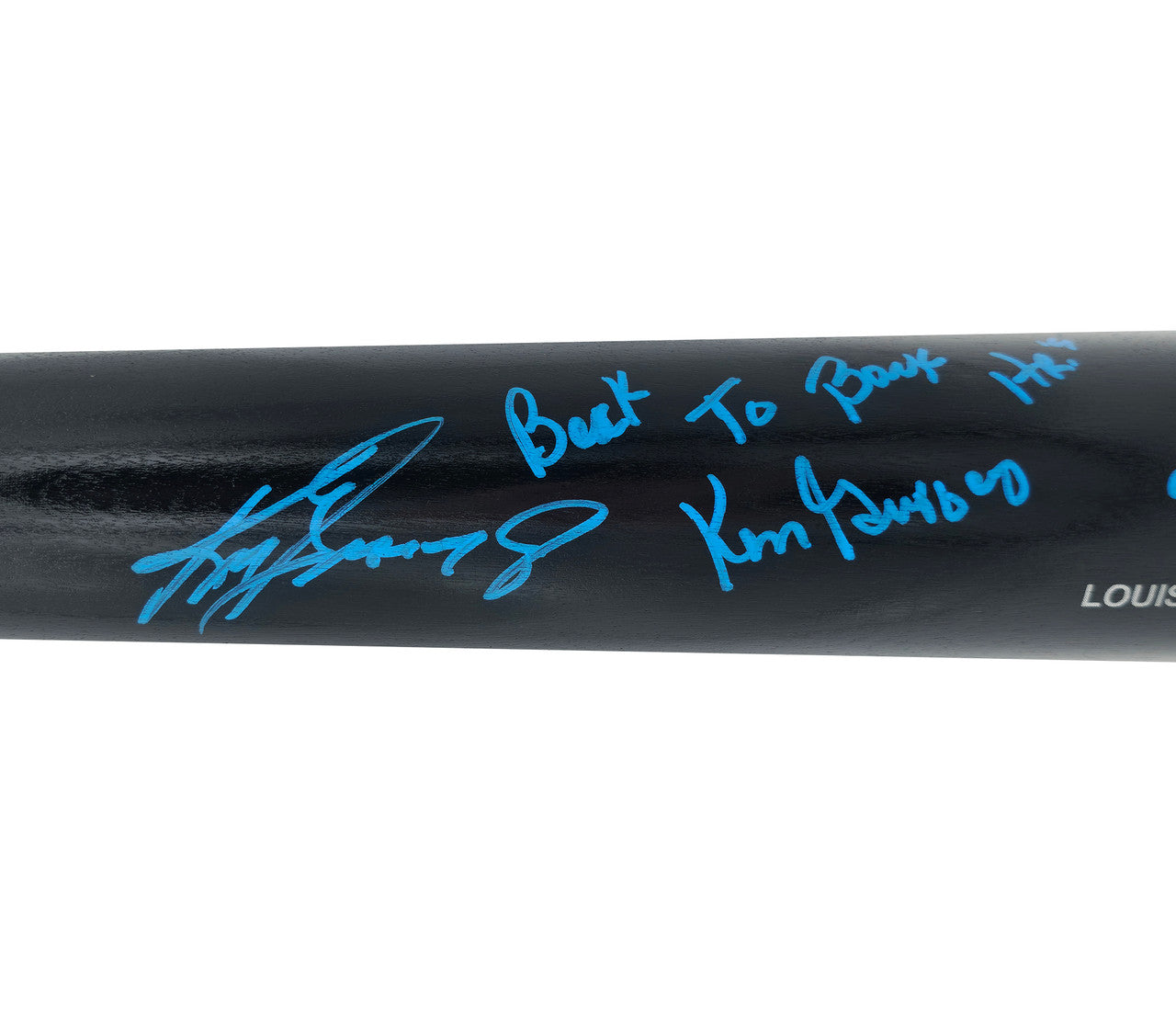 Ken Griffey Jr. & Sr. Autographed Black Louisville Slugger Pro Stock Baseball Bat Seattle Mariners "Back To Back HR 9/14/90" Beckett BAS Witness Stock #252417