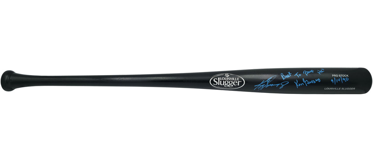 Ken Griffey Jr. & Sr. Autographed Black Louisville Slugger Pro Stock Baseball Bat Seattle Mariners "Back To Back HR 9/14/90" Beckett BAS Witness Stock #252417