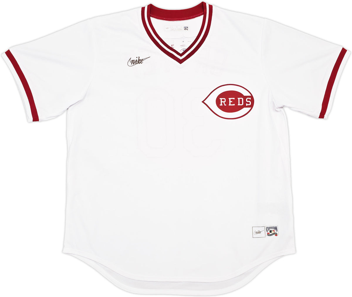 Cincinnati Reds Ken Griffey Sr. Autographed White Nike Cooperstown Collection Jersey Size XL Beckett BAS Witness Stock #252413