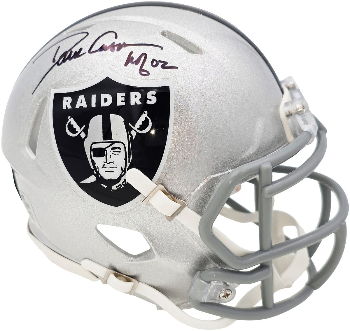 Dave Casper Autographed Oakland Raiders Silver Speed Mini Helmet "HOF 02" Beckett BAS Witness Stock #267463