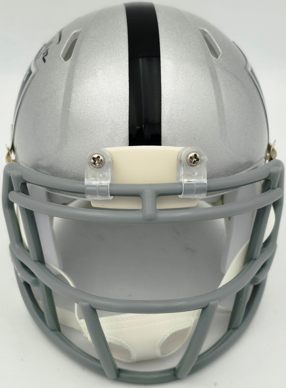 Dave Casper Autographed Oakland Raiders Silver Speed Mini Helmet "HOF 02" Beckett BAS Witness Stock #267463