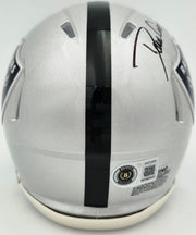 Dave Casper Autographed Oakland Raiders Silver Speed Mini Helmet "HOF 02" Beckett BAS Witness Stock #267463