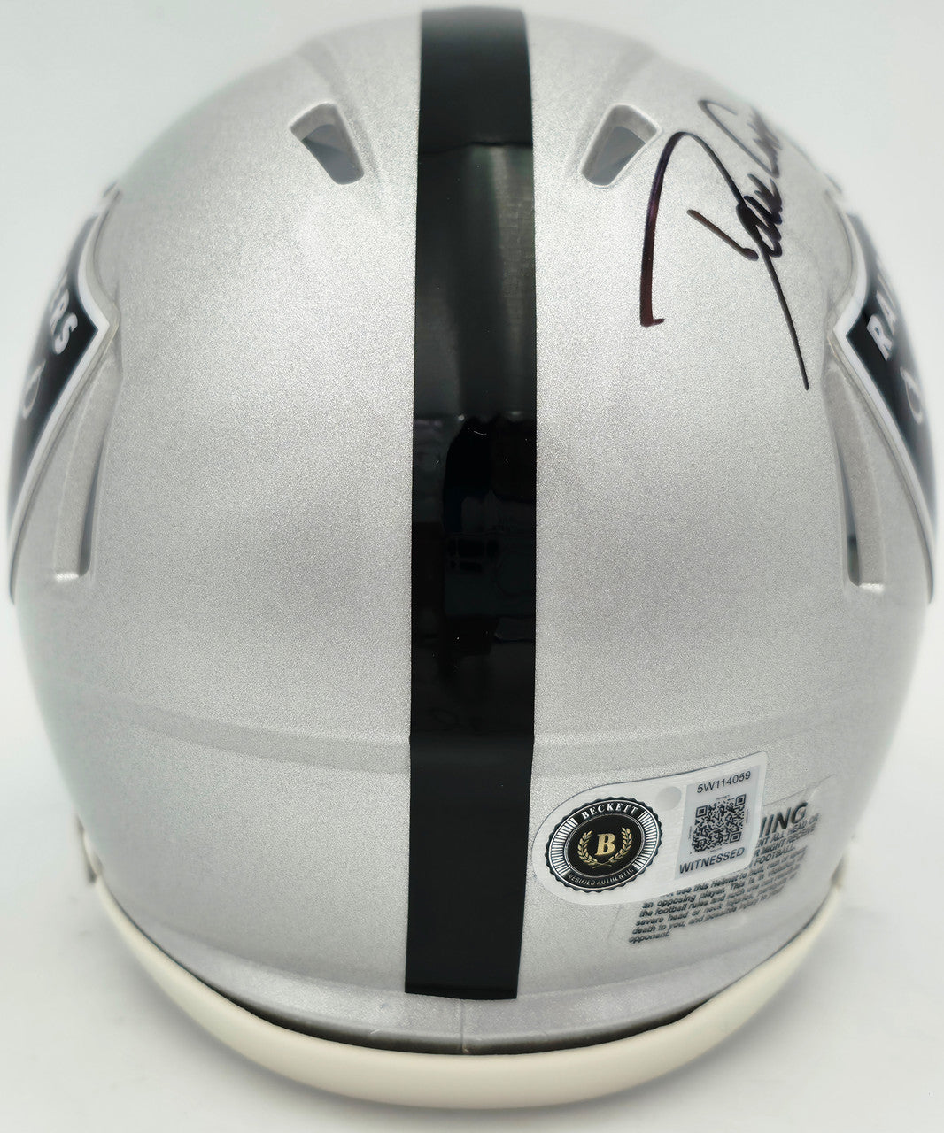 Dave Casper Autographed Oakland Raiders Silver Speed Mini Helmet "HOF 02" Beckett BAS Witness Stock #267463