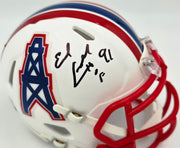Earl Campbell Autographed Houston Oilers White 1981-98 Throwback Speed Mini Helmet "HOF 91" Beckett BAS Witness Stock #267464