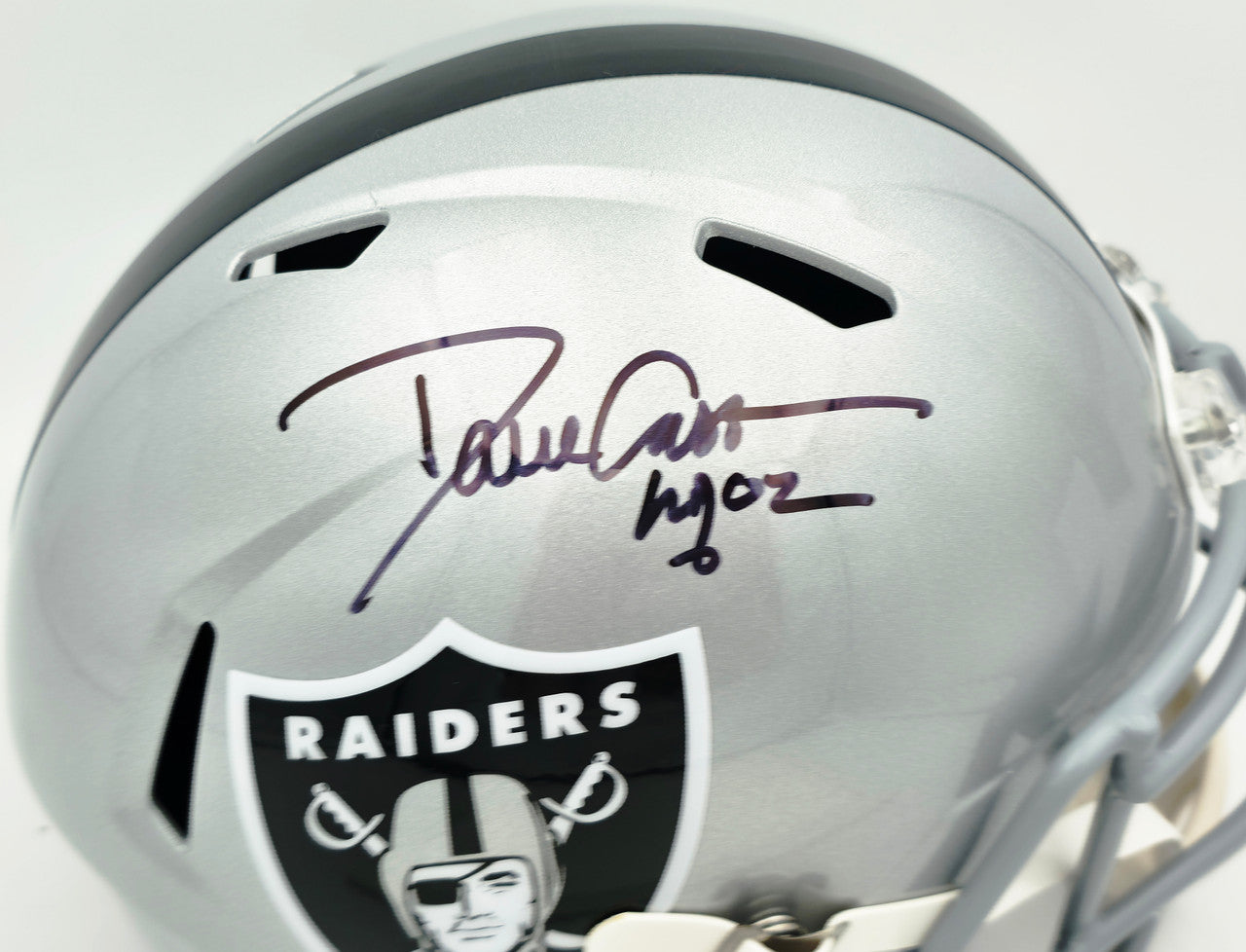 Dave Casper Autographed Oakland Raiders Silver Full Size Speed Replica Helmet "HOF 02" Beckett BAS Witness Stock #267480