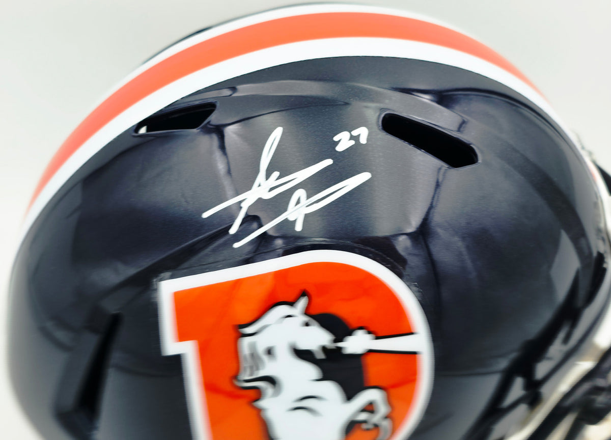 Steve Atwater Autographed Denver Broncos Blue Color Rush Full Size Speed Replica Helmet Beckett BAS Witness Stock #267481