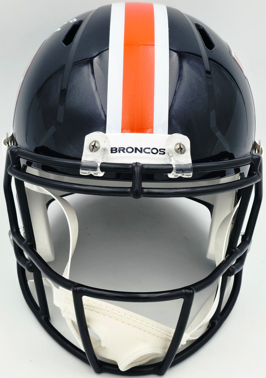 Steve Atwater Autographed Denver Broncos Blue Color Rush Full Size Speed Replica Helmet Beckett BAS Witness Stock #267481