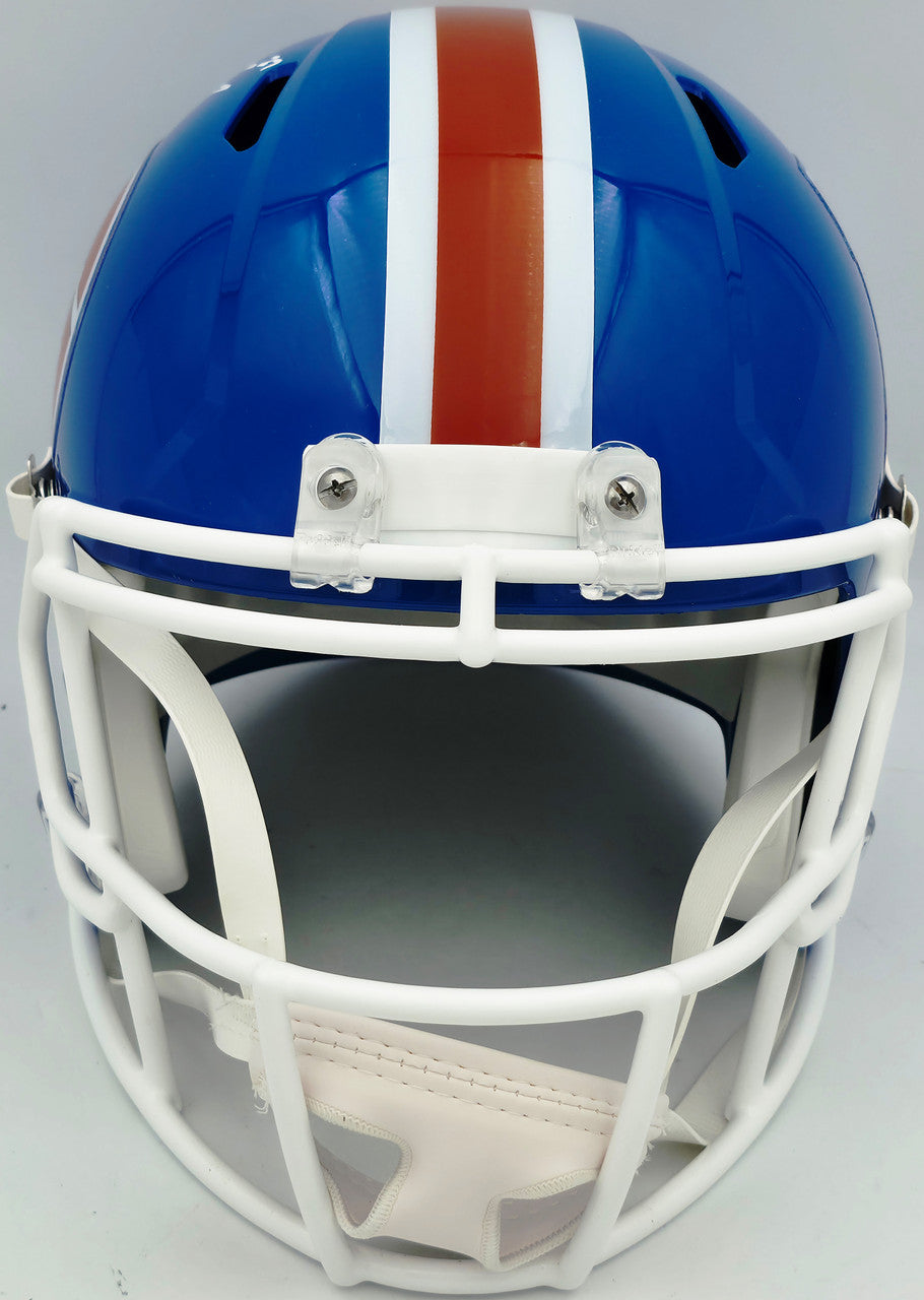 Steve Atwater Autographed Denver Broncos Blue 1975-96 Throwback Full Size Speed Replica Helmet Beckett BAS Witness Stock #267484