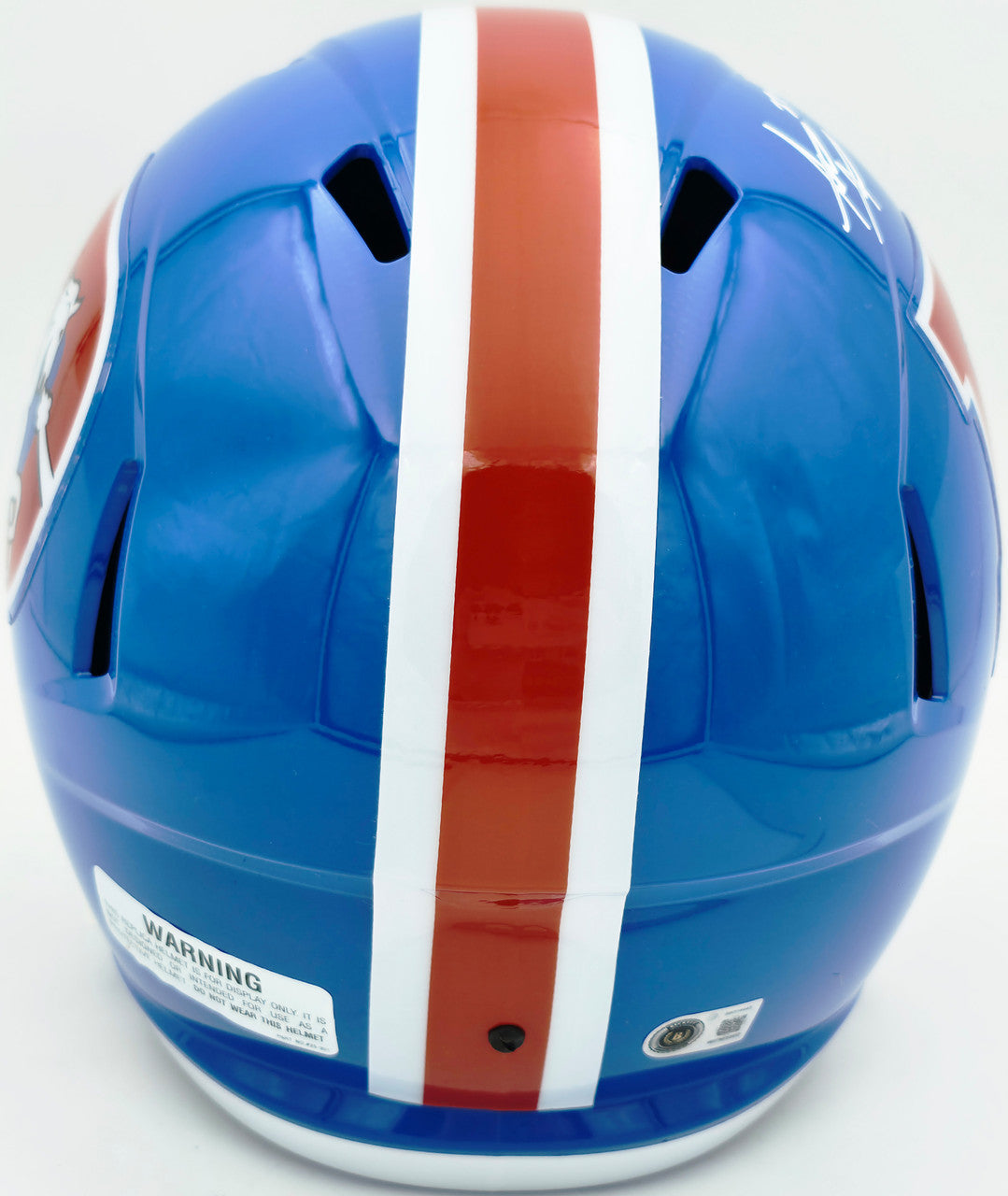 Steve Atwater Autographed Denver Broncos Blue 1975-96 Throwback Full Size Speed Replica Helmet Beckett BAS Witness Stock #267484