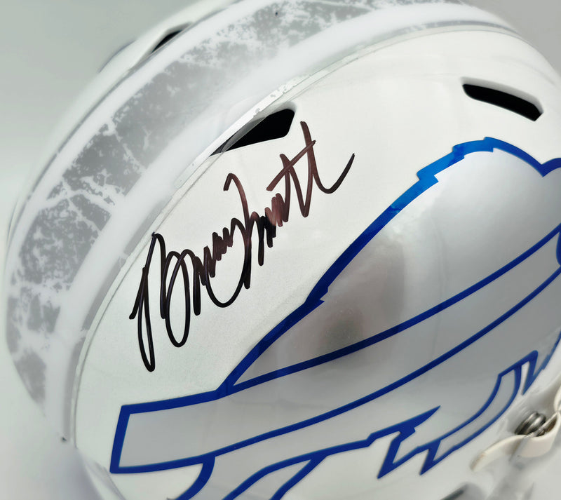 Bruce Smith Autographed Buffalo Bills White Full Size Rivalries Speed Replica Helmet Beckett BAS Witness Stock #267562