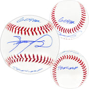 Sammy Sosa Autographed Official MLB Baseball Chicago Cubs "609 HR & 98 NL MVP" Beckett BAS Witness Stock #267421