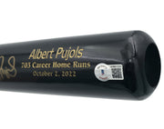 Albert Pujols Autographed Black Marucci 703 Career Home Run Engraving Baseball Bat St. Louis Cardinals Beckett BAS Witness Stock #252444