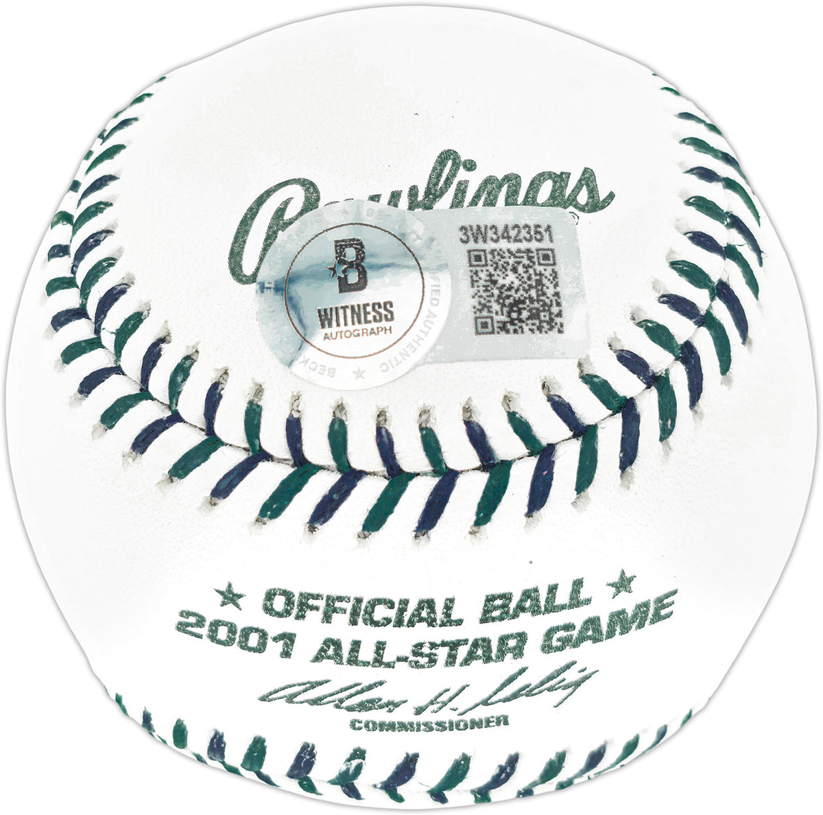 Albert Pujols Autographed Official 2001 All Star Game Logo MLB Game Baseball St. Louis Cardinals Beckett BAS Witness Stock #252449