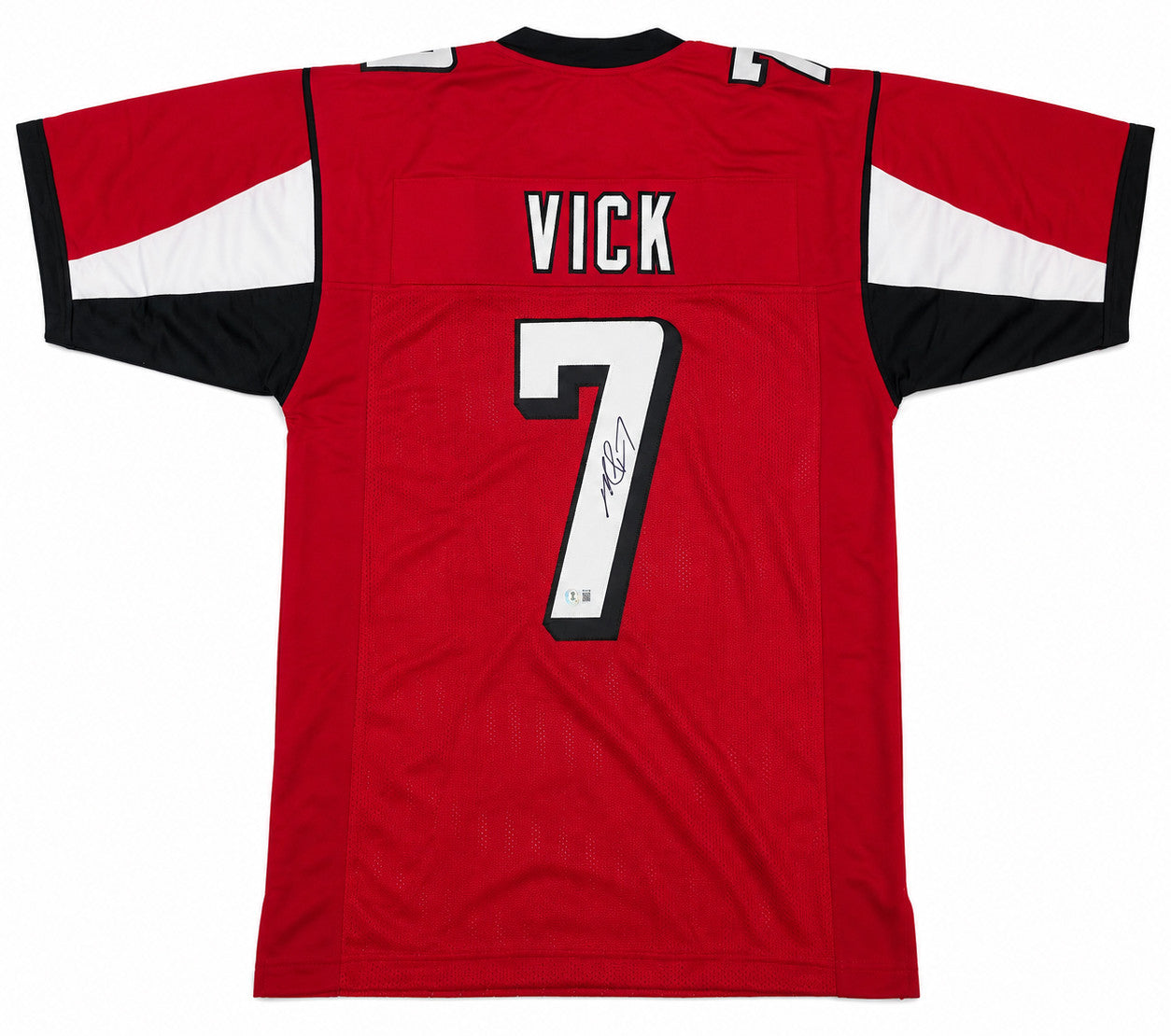 Atlanta Falcons Michael Vick Autographed Red Jersey Beckett BAS Witness Stock #267501