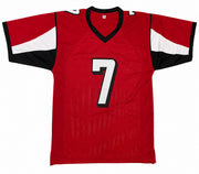 Atlanta Falcons Michael Vick Autographed Red Jersey Beckett BAS Witness Stock #267501