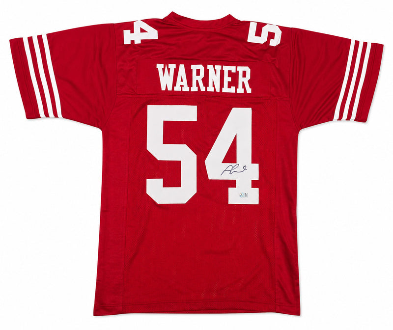 San Francisco 49ers Fred Warner Autographed Red Jersey Beckett BAS QR Stock #267461