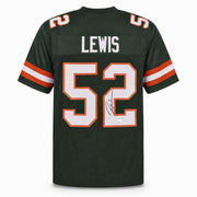 Miami Hurricanes Ray Lewis Autographed Green Jersey JSA Witness Stock #267396