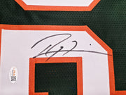 Miami Hurricanes Ray Lewis Autographed Green Jersey JSA Witness Stock #267396
