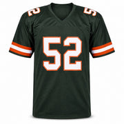 Miami Hurricanes Ray Lewis Autographed Green Jersey JSA Witness Stock #267396